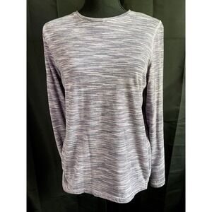 STUDIO WORKS Long Sleeve Cotton T-Shirt Women's Size M Purple Print Top‎